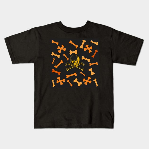 Halloween Bones Pattern Kids T-Shirt by Cool and Awesome